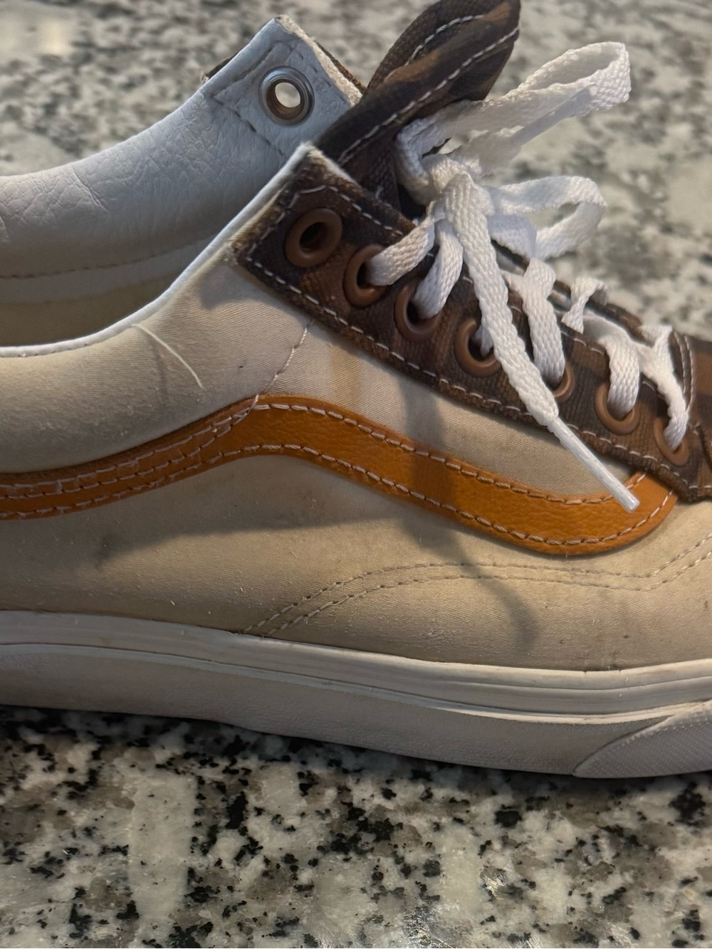 Unisex Vans Brown Checkerboard Sneakers with Tan Stripe - Picture 6 of 10